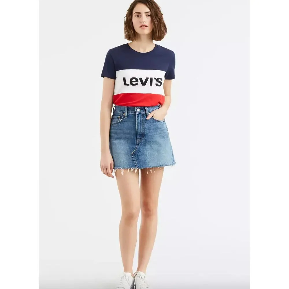 Levi's Deconstructed‎ Mini Skirt Medium Wash Denim Jean Size 28